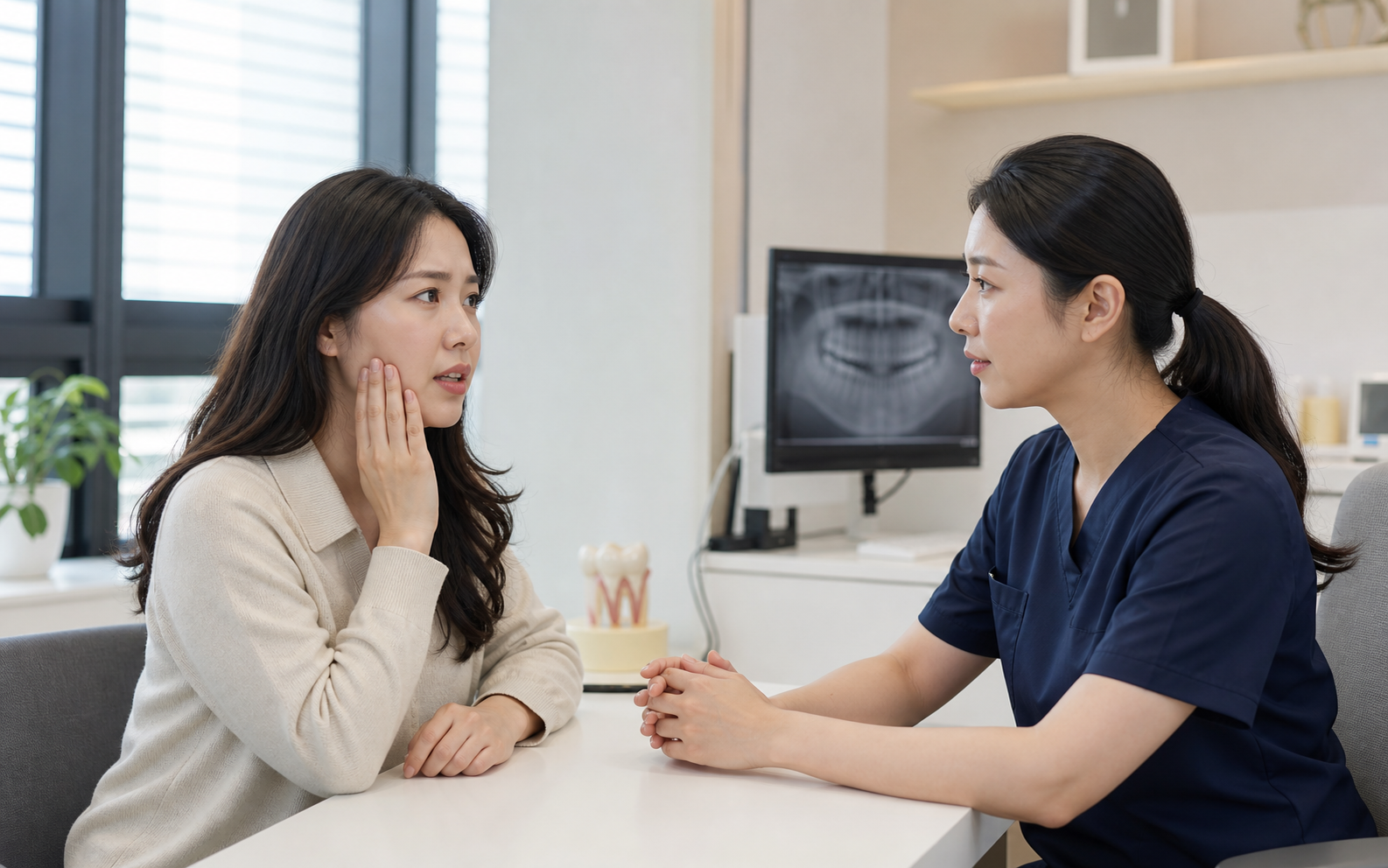 의료진이 환자의 증상을 상담하며 원인을 확인하는 모습