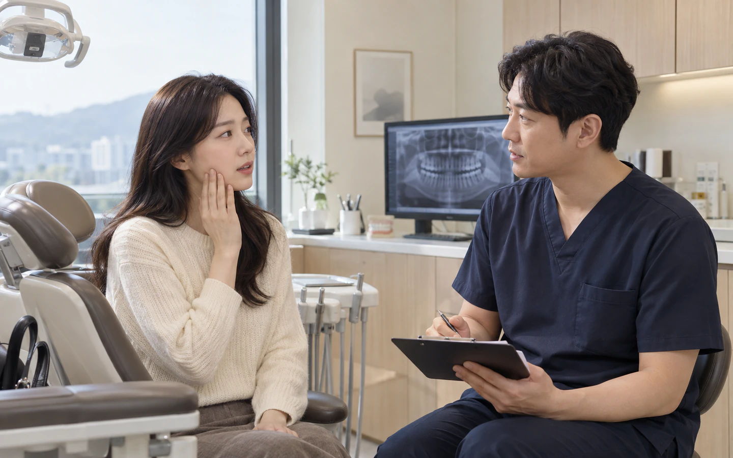 의료진이 환자의 증상을 상담하며 원인을 확인하는 모습